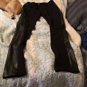 Black IMAN leggings with leather strip down pant!
